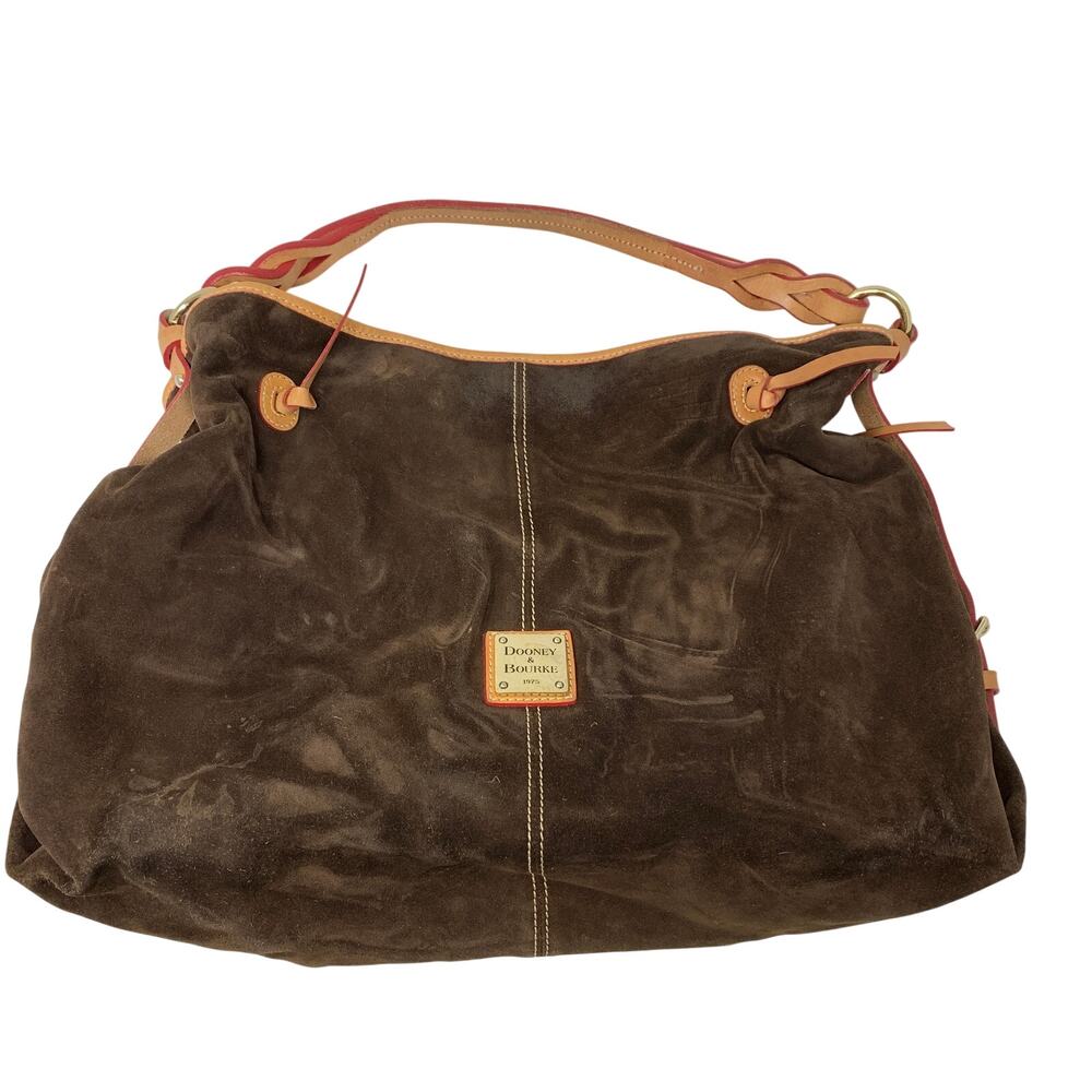 Dooney & Bourke Bag Womens Brown Hobo Brushed Nap Braided Strap Zip Pocket